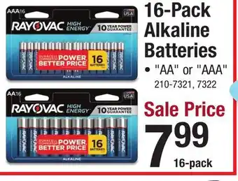 Menards Rayovac High Energy AA Alkaline Batteries - 16 pack offer