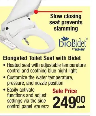 Menards Bio Bidet Slim One White Electric Elongated Bidet Toilet Seat offer