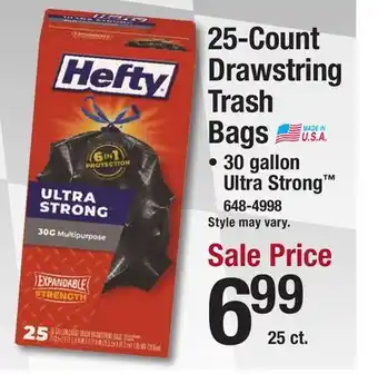 Menards Hefty Ultra Strong 30 Gallon Extra Large Drawstring Trash Bags - 25 Count offer
