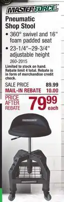 Menards Masterforce Premium Pneumatic Shop Stool offer