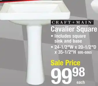 Menards Craft + Main Cavalier 24-1/2W x 20-1/2D White Square Bathroom Pedestal Sink with Base (4 Center) offer