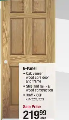 Menards Mastercraft 30W x 80H Oak 6-Panel Interior Door System - Right Inswing offer