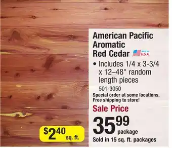 Menards American Pacific 3-3/4 x Random Length Unfinished Aromatic Red Cedar Shiplap (15 sq. ft/pkg) offer