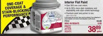 Menards Dutch Boy Platinum Plus Interior Acrylic Flat Ultra White Tint Base Paint + Primer - 1 gal offer