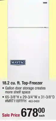Menards Maytag 18.2 cu.ft. White Ice Top-Freezer Refrigerator offer