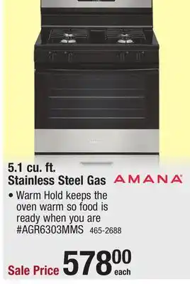 Menards Amana 30 5.1 cu. ft. Stainless Steel Gas Range offer
