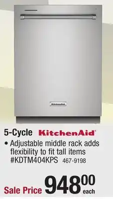 Menards KitchenAid 5-Cycle Fingerprint Resistant Stainless Steel Built-In Dishwasher offer