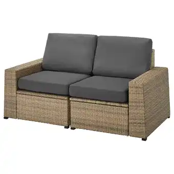 Ikea SollerÖn 2-seat modular sofa, outdoor, brown/frösön/duvholmen dark gray, 63 3/8x32 1/4x34 5/8 offer