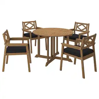 Ikea Bondholmen Table and 4 armchairs, outdoor, brown/järpön/duvholmen anthracite offer