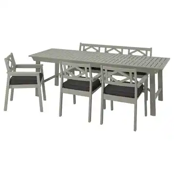 Ikea Bondholmen Table, 3 armchairs + bench, outdoor, gray stained/järpön/duvholmen anthracite offer