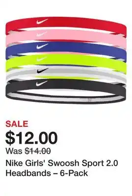 Dick's Sporting Goods Nike Girls' Swoosh Sport 2.0 Headbands – 6-Pack offer