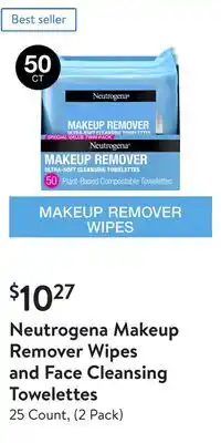 Walmart Neutrogena Makeup Remover Wipes and Face Cleansing Towelettes offer