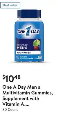 Walmart One A Day Men s Multivitamin Gummies, Supplement with Vitamin A, Vitamin C, Vitamin D, Vitmain E, Calcium & more offer