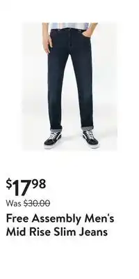 Walmart Free Assembly Men's Mid Rise Slim Jeans offer