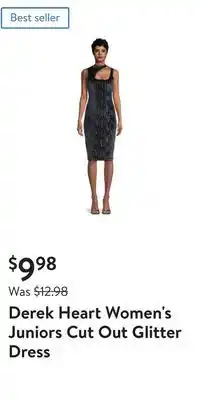 Walmart Derek Heart Women's Juniors Cut Out Glitter Dress offer