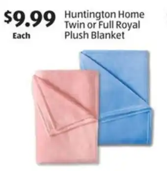 Aldi Huntington Home Twin or Full Royal Plush Blanket offer