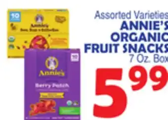 Bravo Supermarkets ANNIE'S ORGANIC FRUIT SNACKS offer