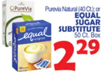 Bravo Supermarkets EQUAL SUGAR SUBSTITUTE 50 Ct. Box offer