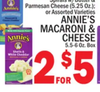 C Town ANNIE'S MACARONI & CHEESE 5.5-6 Oz. Box offer