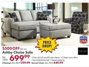 Boscov's Ashby Chaise Sofa offer