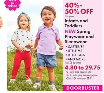 Boscov's Infants and Toddlers NEW Spring Playwear and Sleepwear offer