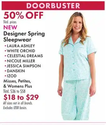 Boscov's Designer Spring Sleepwear offer