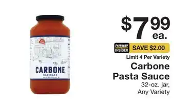 Fairway Store Market Carbone Pasta Sauce offer