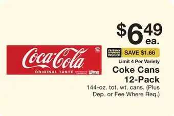 Fairway Store Market Coke Cans 12-Pack offer