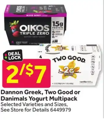 Dannon Greek, Two Good or Danimals Yogurt Multipack