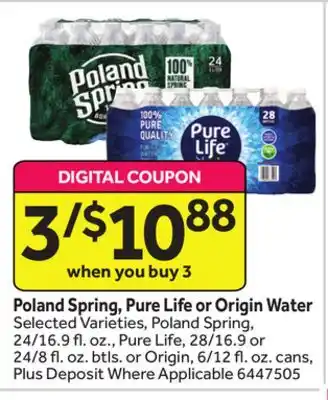 Stop&Shop Poland Spring, Pure Life or Origin Water offer