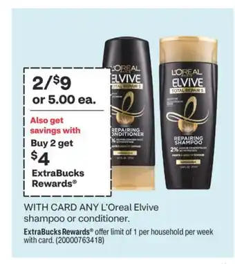 CVS ANY L'Oreal Elvive shampoo or conditioner offer