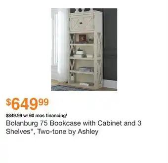Ashley Furniture Bolanburg 75 Bookcase with Cabinet and 3 Shelves, Two-tone by Ashley offer
