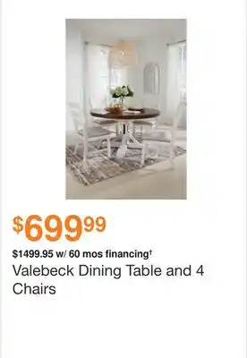 Ashley Furniture Valebeck Dining Table and 4 Chairs offer
