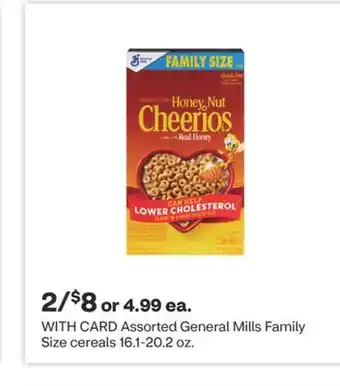 CVS Assorted General Mills Family Size cereals 16.1-20.2 oz offer