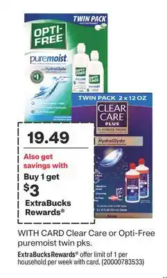 CVS Clear Care or Opti-Free puremoist twin pks offer