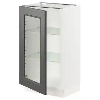 Ikea Sektion Base cabinet with glass door, white/axstad dark gray, 18x15x30 offer