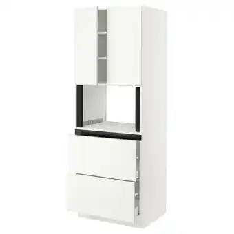 Ikea Sektion Hi cb f micro w 2 drawers/2 doors, white/vallstena white, 30x24x80 offer