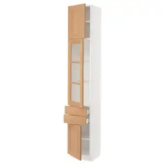 Ikea Sektion / maximera Hi cb w glass dr/2 drwrs/2 doors, white/vedhamn oak, 15x15x90 offer