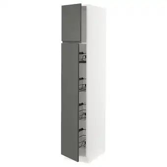 Ikea Sektion High cabinet w door/wire baskets, white/voxtorp dark gray, 15x24x80 offer