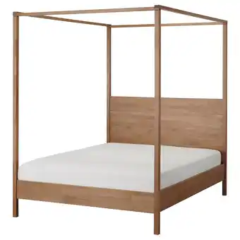 Ikea YttervÅg Four-poster bed frame, gray-brown/luröy, Queen offer