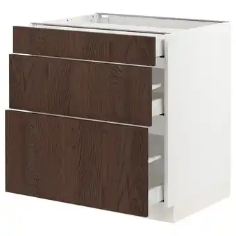 Ikea Sektion / maximera Base cabinet with 3 drawers, white/sinarp brown, 30x24x30 offer