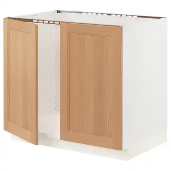 Ikea Sektion Base cabinet for sink + 2 doors, white/vedhamn oak, 36x24x30 offer