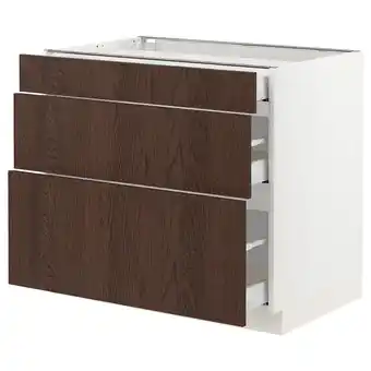 Ikea Sektion / maximera Base cabinet with 3 drawers, white/sinarp brown, 36x24x30 offer
