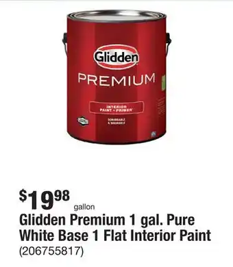 The Home Depot Glidden Premium 1 gal. Pure White Base 1 Flat Interior Paint offer