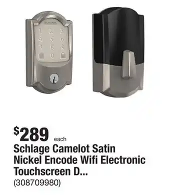 The Home Depot Schlage Camelot Satin Nickel Encode Wifi Electronic Touchscreen Door Deadbolt Alarmed Lock offer