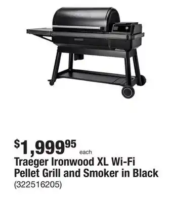 The Home Depot Traeger Ironwood XL Wi-Fi Pellet Grill and Smoker in Black offer