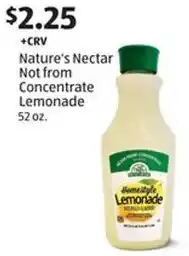 Aldi Nature's Nectar Not from Concentrate Lemonade offer