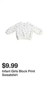 TJ Maxx Infant Girls Block Print Sweatshirt offer