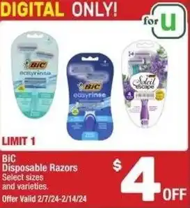 Albertsons BIC Disposable Razors offer