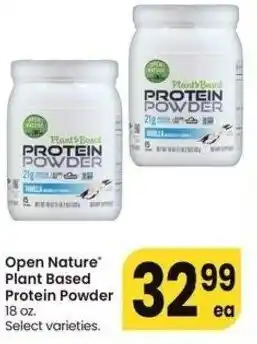 Albertsons Open Nature' Plant Based Protein Powder 18 oz. offer